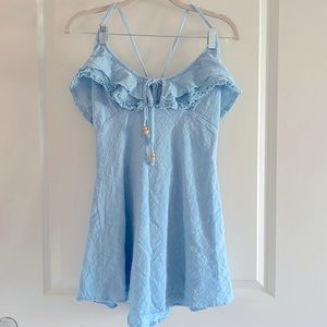 Free People Sky-Blue Ruffled Dress
